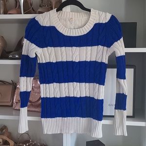 J. Crew blue and white rugby stripe sweater